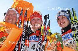 16.03.2008, Holmenkollen, Norway (NOR): l-r: Solveig Rogstad (NOR), Kati Wilhelm (GER), Michaela Ponza (ITA) - IBU World Cup biathlon, mass women, Holmenkollen (NOR). www.nordicfocus.com. c Manzoni/NordicFocus. Every downloaded picture is fee-liable.