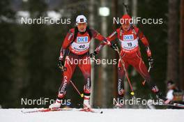 14.02.2008, Oestersund, Sweden (SWE): Zina Kocher (CAN) and Sandra Keith (CAN) - IBU World Championchip of Biathlon, individual women - Oestersund (SWE). www.nordicfocus.com. c Manzoni/NordicFocus. Every downloaded picture is fee-liable.