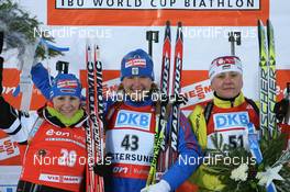 13.02.2008, Oestersund, Sweden (SWE): l-r: Martina Glagow (GER), Ekaterina Iourieva (RUS), Oksana Khvostenko (UKR) - IBU World Championchip of Biathlon, individual women - Oestersund (SWE). www.nordicfocus.com. c Manzoni/NordicFocus. Every downloaded picture is fee-liable.