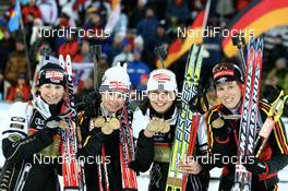 17.02.2008, Oestersund, Sweden (SWE): l-r: Martina Glagow (GER), Andrea Henkel (GER), Magdalena Neuner (GER), Kati Wilhelm (GER) - IBU World Championchip of Biathlon, medal shooting - Oestersund (SWE). www.nordicfocus.com. c Manzoni/NordicFocus. Every downloaded picture is fee-liable.