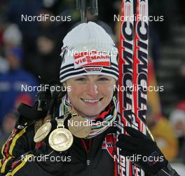 17.02.2008, Oestersund, Sweden (SWE): Andrea Henkel (GER)  - IBU World Championchip of Biathlon, medal shooting - Oestersund (SWE). www.nordicfocus.com. c Hemmersbach/NordicFocus. Every downloaded picture is fee-liable.