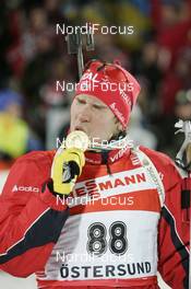 14.02.2008, Oestersund, Sweden (SWE): Emil Hegle Svendsen (NOR) - IBU World Championchip of Biathlon, medal shooting - Oestersund (SWE). www.nordicfocus.com. c Furtner/NordicFocus. Every downloaded picture is fee-liable.
