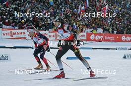 10.02.2008, Oestersund, Sweden (SWE): group, l-r Simon Fourcade (FRA), Alexander Wolf (GER)  - IBU World Championchip of Biathlon, pursuit men - Oestersund (SWE). www.nordicfocus.com. c Hemmersbach/NordicFocus. Every downloaded picture is fee-liable.