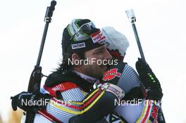 10.02.2008, Oestersund, Sweden (SWE): Alexander Wolf (GER) and Michael Roesch (GER) - IBU World Championchip of Biathlon, pursuit men - Oestersund (SWE). www.nordicfocus.com. c Manzoni/NordicFocus. Every downloaded picture is fee-liable.