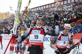 10.02.2008, Oestersund, Sweden (SWE): Alexander Wolf (GER), Michael Roesch (GER)  - IBU World Championchip of Biathlon, pursuit men - Oestersund (SWE). www.nordicfocus.com. c Furtner/NordicFocus. Every downloaded picture is fee-liable.