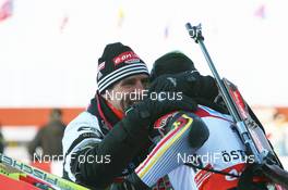 10.02.2008, Oestersund, Sweden (SWE): Frank Ullrich (GER), headcoach men Germany and Alexander Wolf (GER) - IBU World Championchip of Biathlon, pursuit men - Oestersund (SWE). www.nordicfocus.com. c Manzoni/NordicFocus. Every downloaded picture is fee-liable.