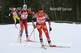 10.02.2008, Oestersund, Sweden (SWE): Selina Gasparin (SUI) leads Zina Kocher (CAN) - IBU World Championchip of Biathlon, pursuit women - Oestersund (SWE). www.nordicfocus.com. c Manzoni/NordicFocus. Every downloaded picture is fee-liable.
