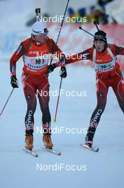12.02.2008, Oestersund, Sweden (SWE): Robin Clegg (CAN) and Megan Tandy (CAN) - IBU World Championchip of Biathlon, relay mixed - Oestersund (SWE). www.nordicfocus.com. c Manzoni/NordicFocus. Every downloaded picture is fee-liable.