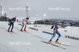 09.02.2008, Oestersund, Sweden (SWE): venue, group, Irina Nikoultchina (BUL) front Mattias Nilsson JULIEN ROBERT (FRA) (SWE) - IBU World Championchip of Biathlon, sprint men - Oestersund (SWE). www.nordicfocus.com. c Hemmersbach/NordicFocus. Every downloaded picture is fee-liable.