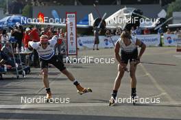 05.07.2008, Duebendorf, Switzerland: l-r: Matthias Simmen (SUI), Lars Berger (NOR) - Biathlon, 1 Grand Prix of Switzerland - Duebendorf (SUI). www.nordicfocus.com. c Felgenhauer/NordicFocus. Every downloaded picture is fee-liable.