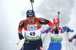07.12.2008, Oestersund, Sweden (SWE): Jeremy Teela (USA), Madshus, Rottefella, Alpina, Exel, adidas - IBU world cup biathlon, pursuit men, Oestersund (SWE). www.nordicfocus.com. © Manzoni/NordicFocus. Every downloaded picture is fee-liable.