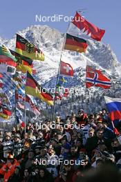 14.12.2008, Hochfilzen, Austria (AUT): fans and flags Hochfilzen- IBU world cup biathlon, relay men, Hochfilzen (AUT). www.nordicfocus.com. © Furtner/NordicFocus. Every downloaded picture is fee-liable.
