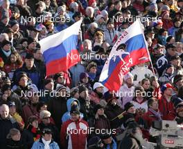 14.12.2008, Hochfilzen, Austria (AUT): fans, russian flag - IBU world cup biathlon, relay women, Hochfilzen (AUT). www.nordicfocus.com. © Furtner/NordicFocus. Every downloaded picture is fee-liable.