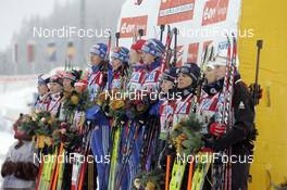 21.12.2008, Hochfilzen, Austria (AUT): podium - IBU world cup biathlon, relay women, Hochfilzen (AUT). www.nordicfocus.com. © Felgenhauer/NordicFocus. Every downloaded picture is fee-liable.