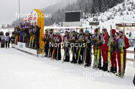 21.12.2008, Hochfilzen, Austria (AUT): complete podium - IBU world cup biathlon, relay women, Hochfilzen (AUT). www.nordicfocus.com. © Felgenhauer/NordicFocus. Every downloaded picture is fee-liable.