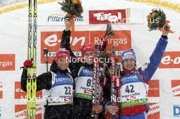 20.12.2008, Hochfilzen, Austria (AUT): l-r:  Alexander Os (NOR), Fischer, Rottefella, Odlo, Lars Berger (NOR), Madshus, Rottefella, Odlo. Dmitri Iarochenko (RUS), Madshus, Rottefella, Swix, adidas  - IBU world cup biathlon, sprint men, Hochfilzen (AUT). www.nordicfocus.com. © Felgenhauer/NordicFocus. Every downloaded picture is fee-liable.