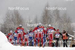 05.01.08, Val di Fiemme, Italy (ITA): l-r: Tor Arne Hetland (NOR), Eldar Roenning (NOR), Tord Asle Gjerdalen (NOR)  - FIS world cup cross-country, tour de ski, mass men, Val di Fiemme (ITA). www.nordicfocus.com. c Felgenhauer/NordicFocus. Every downloaded picture is fee-liable.