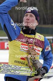09.02.2008, Otepaeae, Estland (EST): Lukas Bauer (CZE) after the flower ceremony - FIS world cup cross-country, 15km men, Otepaeae (EST). www.nordicfocus.com. c Felgenhauer/NordicFocus. Every downloaded picture is fee-liable.