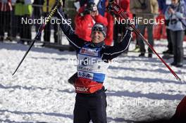 16.02.2008, Liberec, Czech Republic (CZE): Jean Marc Gaillard (FRA) celebrating - FIS world cup cross-country, 15km men, Liberec (CZE). www.nordicfocus.com. c Felgenhauer/NordicFocus. Every downloaded picture is fee-liable.