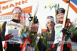 24.02.2008, Falun, Sweden (SWE): Claudia Nystad (GER), Evi Sachenbacher Stehle (GER), Stefanie Boehler (GER), Katrin Zeller (GER) - FIS world cup cross-country, relay women, Falun (SWE). www.nordicfocus.com. c Manzoni/NordicFocus. Every downloaded picture is fee-liable.