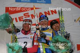27.02.2008, Stockholm, Sweden (SWE): l-r: Petra Majdic (SLO), Virpi Kuitunen (FIN), Madoka Natsumi (JPN) - FIS world cup cross-country, individual sprint, Stockholm (SWE). www.nordicfocus.com. c Manzoni/NordicFocus. Every downloaded picture is fee-liable.