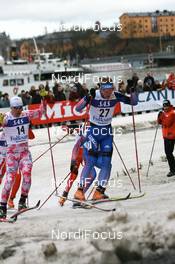 27.02.2008, Stockholm, Sweden (SWE): Nikita Kriukov (RUS) leads Yuichi Onda (JPN) - FIS world cup cross-country, individual sprint, Stockholm (SWE). www.nordicfocus.com. c Manzoni/NordicFocus. Every downloaded picture is fee-liable.