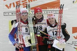 01.03.2008, Lahti, Finland (FIN): l-r: Natalia Matveeva (RUS), Chandra Crawford (CAN), Evi Sachenbacher Stehle (GER) - FIS world cup cross-country, individual sprint, Lahti (FIN). www.nordicfocus.com. c Furtner/NordicFocus. Every downloaded picture is fee-liable.