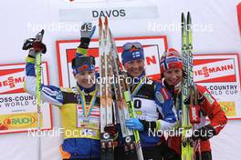 13.12.2008, Davos, Switzerland (SUI): Aino Kaisa Saarinen (FIN), Rossignol, Rottefella, One Way, Virpi Kuitunen (FIN), Rossignol, Rottefella, One Way ,Marit Bjoergen (NOR), Fischer, Rottefella, Swix - FIS world cup cross-country, 10km women, Davos (SUI). www.nordicfocus.com. © Casanova/NordicFocus. Every downloaded picture is fee-liable.