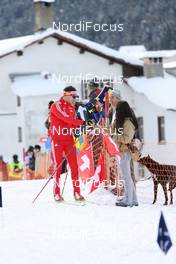 14.12.2008, Davos, Switzerland (SUI): Dario Cologna with Fans- FIS world cup cross-country, individual sprint, Davos (SUI). www.nordicfocus.com. © Casanova/NordicFocus. Every downloaded picture is fee-liable.