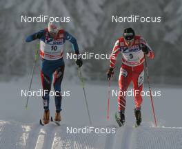 28.12.2008, Oberhof, Germany (GER): group, feature, topshot, l-r Vincent Vittoz (FRA), Rossignol, Rottefella, One Way, Odlo, Devon Kershaw (CAN), Fischer, Salomon, Swix  - FIS world cup cross-country, tour de ski, 15km men handicap start, Oberhof (GER). www.nordicfocus.com. © Hemmersbach/NordicFocus. Every downloaded picture is fee-liable.