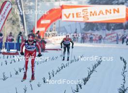 28.12.2008, Oberhof, Germany (GER): Group, in front Dario Cologna (SUI), Fischer, Rottefella, Alpina, Swix, adidas, behind Axel Teichmann (GER), Madshus, Rottefella, Swix, adidas, Toko  - FIS world cup cross-country, tour de ski, 15km men handicap start, Oberhof (GER). www.nordicfocus.com. © Hemmersbach/NordicFocus. Every downloaded picture is fee-liable.