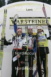 29.02.2008, Lahti, Finland (FIN): l-r: Eric Frenzel (GER), Petter Tande (NOR), Ronny Ackermann (GER) - FIS world cup nordic combined, individual gundersen, Lahti (FIN). www.nordicfocus.com. c Furtner/NordicFocus. Every downloaded picture is fee-liable.