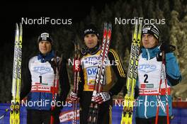 29.11.2008, Kuusamo, Finland (FIN): l-r:  Janne Ryynaenen (FIN), Fischer, Rottefella,Ronny Ackermann (GER), Madshus, Rottefella, adidas Anssi Koivuranta (FIN), Fischer, Rottefella  - FIS world cup nordic combined, individual gundersen HS142/10km, Kuusamo (FIN). www.nordicfocus.com. © Felgenhauer/NordicFocus. Every downloaded picture is fee-liable.