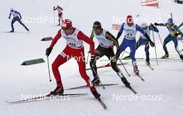 06.12.2008, Trondheim, Norway (NOR): fltr: Magnus Moan (NOR), Madshus, Rottefella, Ronny Ackermann (GER), Madshus, Rottefella, adidas, Bill Demong (USA), Atomic - FIS world cup nordic combined, individual gundersen HS131/10km, Trondheim (NOR). www.nordicfocus.com. © Furtner/NordicFocus. Every downloaded picture is fee-liable.