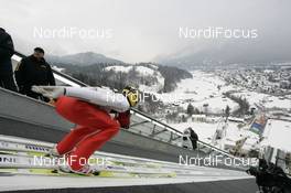 31.12.2007, Garmisch, Germany (GER): Andreas Kuettel (SUI) - FIS world cup ski jumping, four hills tournament, training individual HS138, Garmisch (GER). www.nordicfocus.com. c Furtner/NordicFocus. Every downloaded picture is fee-liable.