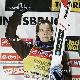 05.01.2008, Bischofshofen, Austria (AUT): winner Janne Ahonen (FIN) - FIS world cup ski jumping, four hills tournament, individual HS140, Bischofshofen (AUT) - replaced from Innsbruck. www.nordicfocus.com. c Furtner/NordicFocus. Every downloaded picture is fee-liable.