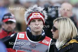 14.03.2008, Planica, Slovakia (SLO): Thomas Morgenstern (AUT) with girl friend Christina - FIS world ski jumping, individual HS215, Planica (SLO). www.nordicfocus.com. c Furtner/NordicFocus. Every downloaded picture is fee-liable.