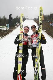 16.03.2008, Planica, Slovakia (SLO): l-r: Thomas Morgenstern (AUT), Gregor Schlierenzauer (AUT) - FIS world ski jumping, individual HS215, Planica (SLO). www.nordicfocus.com. c Furtner/NordicFocus. Every downloaded picture is fee-liable.
