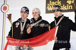 23.02.2008, Oberstdorf, Germany (GER): l-r: Martin Koch (AUT), Gregor Schlierenzauer (AUT), Janne Ahonen (FIN) - FIS world championship ski flying, individual HS213, Oberstdorf (GER). www.nordicfocus.com. c Furtner/NordicFocus. Every downloaded picture is fee-liable.