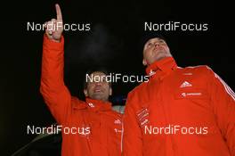 27.11.2008, Kuusamo, Finland (FIN): Dierk Beisel (SUI), head of sports Swiss-Ski and Urs Lehmann (SUI), president Swiss-Ski - FIS world cup ski jumping, training, Kuusamo (FIN). www.nordicfocus.com. © Manzoni/NordicFocus. Every downloaded picture is fee-liable.