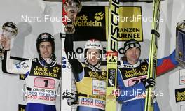 29.12.2008, Oberstdorf, Germany (GER): winner l-r: Wolfgang Loitzl (AUT), Atomic, Simon Ammann (SUI), Fischer, adidas, Dimitry Vassiliev (RUS), Fischer, adidas  - FIS world cup ski jumping, four hills tournament, individual HS137, Oberstdorf (GER). www.nordicfocus.com. © Furtner/NordicFocus. Every downloaded picture is fee-liable.