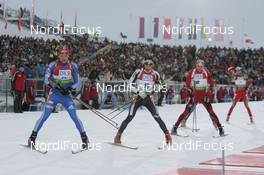11.01.2009, Oberhof, Germany (GER): Dmitri Iarochenko (RUS), Madshus, Rottefella, Swix, adidas,Christian de Lorenzi (ITA), Fischer, Rottefella, Alpina, Leki, Emil Hegle Svendsen (NOR), Madshus, Rottefella, Swix, Odlo - IBU world cup biathlon, mass men, Oberhof (GER). www.nordicfocus.com. © Manzoni/NordicFocus. Every downloaded picture is fee-liable.