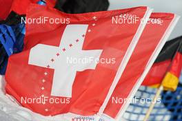 24.01.2009, Antholz, Italy (ITA): Swiss Flags - IBU world cup biathlon, pursuit men, Antholz (ITA). www.nordicfocus.com. © Manzoni/NordicFocus. Every downloaded picture is fee-liable.