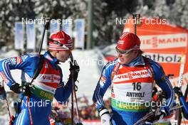 24.01.2009, Antholz, Italy (ITA): Evgeny Ustyugov (RUS), Madshus, Rottefella, Swix, adidas and Ivan Tcherezov (RUS), Madshus, Rottefella, Swix, adidas - IBU world cup biathlon, pursuit men, Antholz (ITA). www.nordicfocus.com. © Manzoni/NordicFocus. Every downloaded picture is fee-liable.