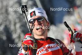 24.01.2009, Antholz, Italy (ITA): Jean Philippe Leguellec (CAN), Rossignol, Rottefella, Exel - IBU world cup biathlon, pursuit men, Antholz (ITA). www.nordicfocus.com. © Manzoni/NordicFocus. Every downloaded picture is fee-liable.