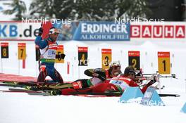 15.03.2009, Vancouver, Canada (CAN): Simon Fourcade (FRA), Fischer, Rottefella, Swix, Odlo, Michael Roesch (GER), Fischer, Rottefella, Exel, adidas, Toko, Alexander Os (NOR), Fischer, Rottefella, Swix, Odlo - IBU world cup biathlon, relay men, Vancouver (CAN). www.nordicfocus.com. © Manzoni/NordicFocus. Every downloaded picture is fee-liable.