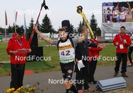 26.09.2009, Oberhof (GER): Erik Lesser (GER) celebrating his victory - IBU Sommer Biathlon Worldchampionship, sprint men - Oberhof (GER). www.nordicfocus.com. © NordicFocus. Every downloaded picture is fee-liable.