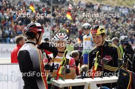 26.09.2009, Oberhof (GER): best mood just before the race, Magdalena Neuner (GER), Fischer, Rottefella, Exel, adidas  - IBU Sommer Biathlon Worldchampionship, sprint women - Oberhof (GER). www.nordicfocus.com. © NordicFocus. Every downloaded picture is fee-liable.