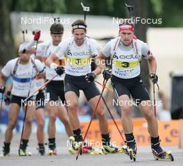 02.08.2009, Puettlingen, Germany: Michael Greis (GER), Madshus, Rottefella, Exel, adidas and Michael Roesch (GER), Fischer, Rottefella, Exel, adidas, Toko  - Biathlon, 5. ODLO City Biathlon - Puettlingen (GER). www.nordicfocus.com. © Domanski/NordicFocus. Every downloaded picture is fee-liable.