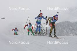 12.12.2009, Hochfilzen, Austria (AUT): Martina Beck (GER), Rossignol, Rottefella, Madshus, Swix, adidas, Toko leads Olga Zaitseva (RUS), Madshus, Rottefella, Swix, adidas - IBU world cup biathlon, pursuit women, Hochfilzen (AUT). www.nordicfocus.com. © Manzoni/NordicFocus. Every downloaded picture is fee-liable.